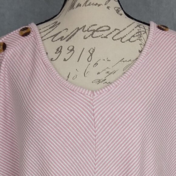 French Laundry | Pink Stripe Stretch Knit Button Shoulder Top | Size 2X - Picture 2 of 8